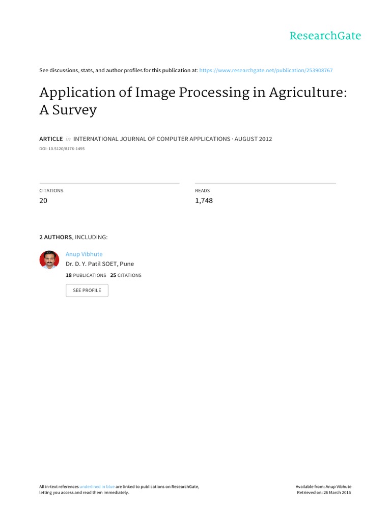 Image Processing Applications in Agriculture | PDF | Principal ...