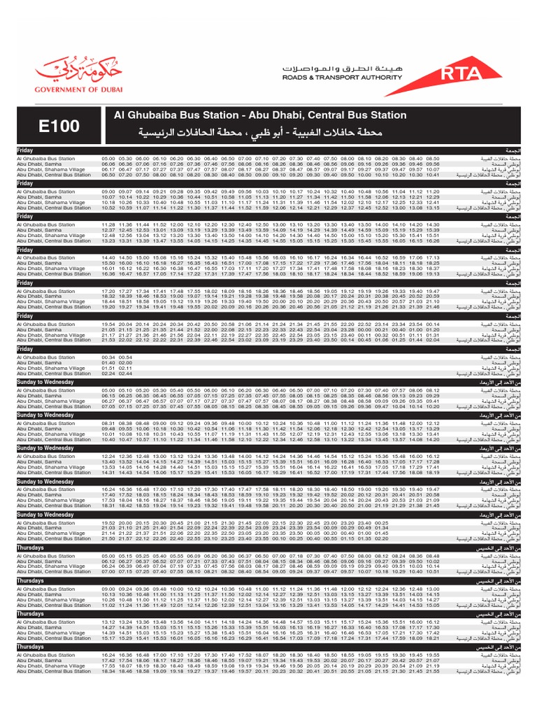 65 Bus Timetable Abu Dhabi