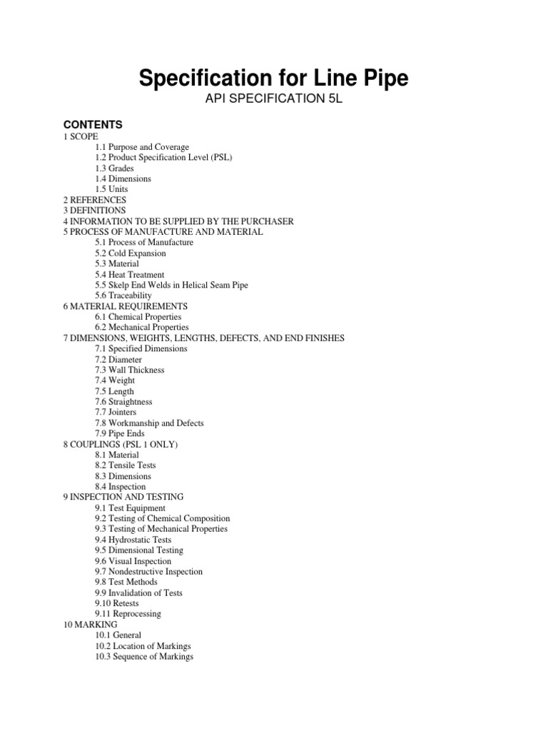Api 5L Pdf Free Download | API Spec 5L, 44 Edition Specification for ...