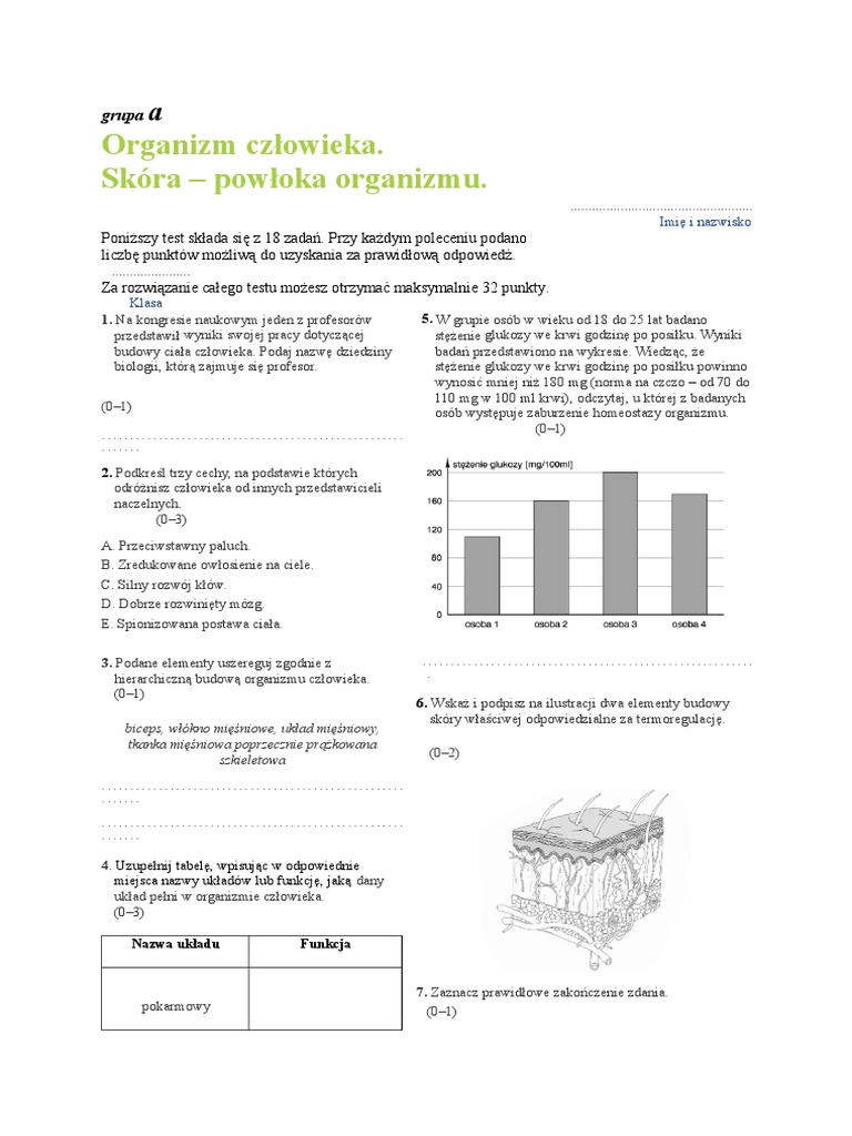 Sprawdzian Z Biologii Organizm Człowieka Skóra Powłoka Organizmu Pdf 095fdc85dd0d0f069577c5ddb468d98e-test | Skin | Epidermis