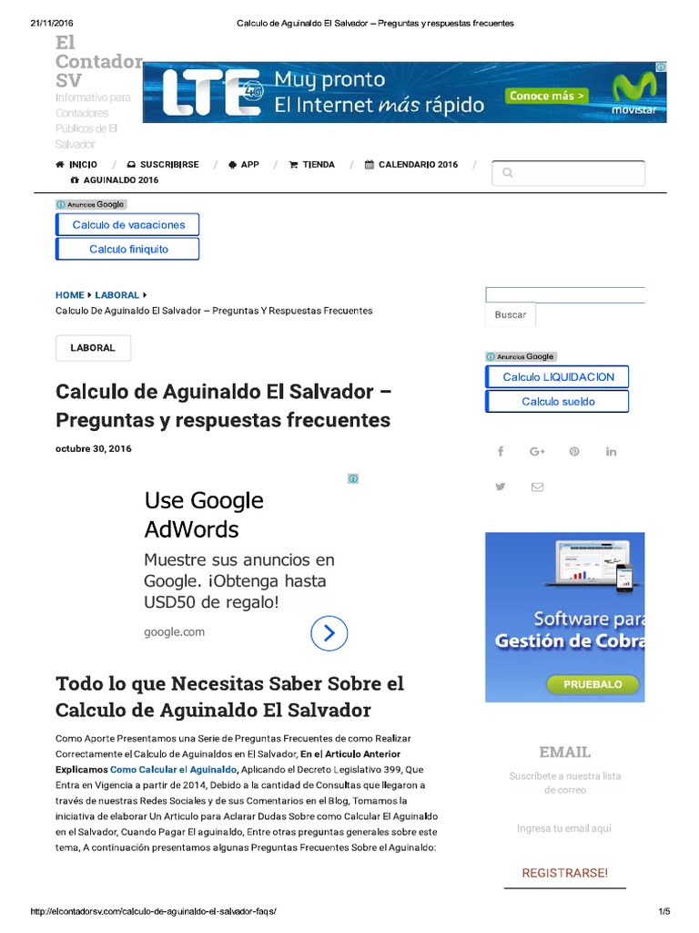 Calculo de Aguinaldo El Salvador - Preguntas y Respuestas Frecuentes | PDF