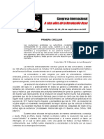 Congreso A Cien Años de La Revolucion Rusa - Primera Circular