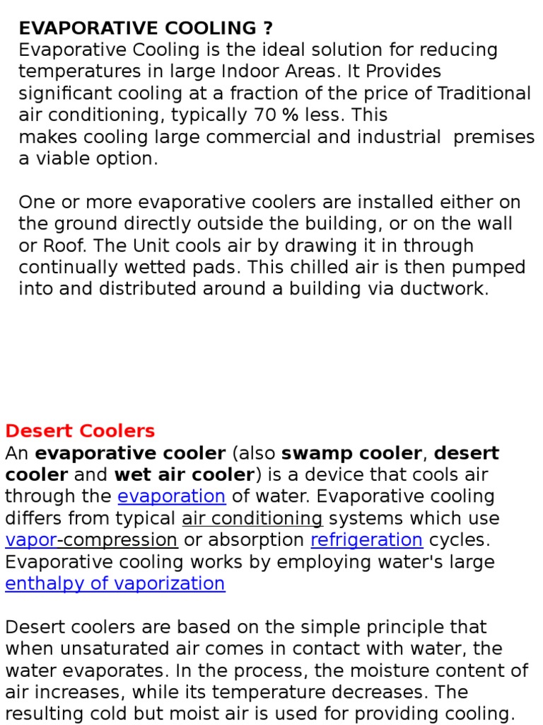 Hvac Ppt6 Evaporative Cooling PDF Air Conditioning Branches Of