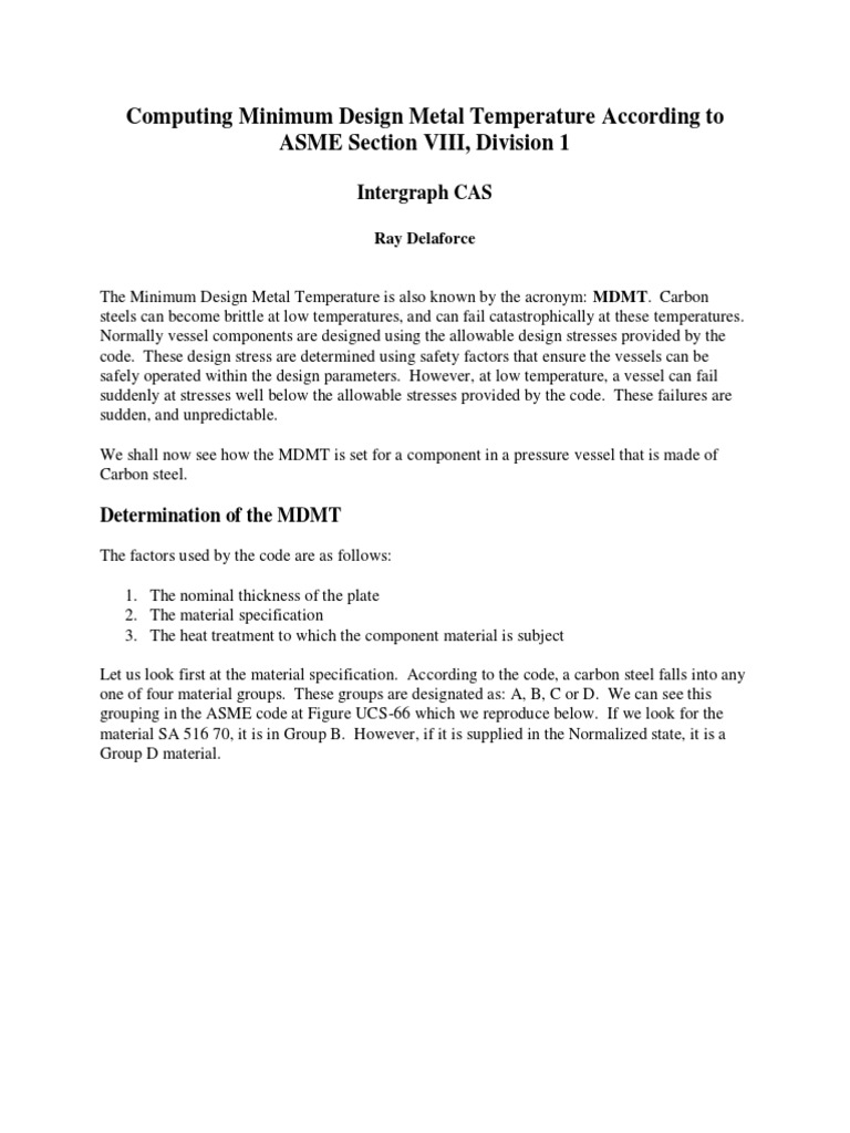 MDMT Calculation for Carbon Steel Vessels | PDF | Pressure | Mechanical ...