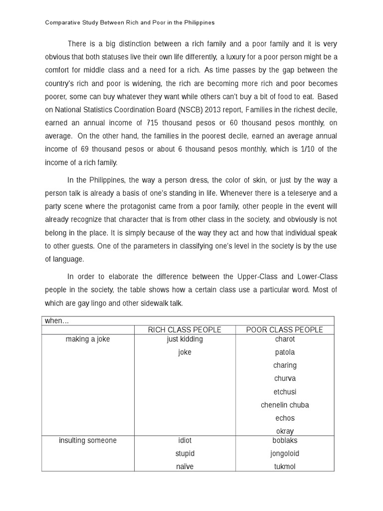 Rich And Poor Pdf Social Inequality Discrimination Race Relations