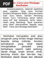 Syarahan Cara-Cara Menjaga Kesihatan