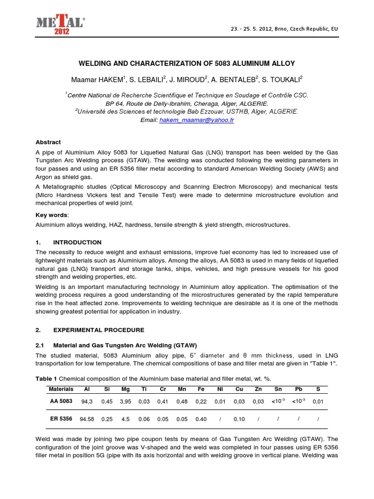 Welding and Properties of 5083 Aluminum | PDF | Welding | Construction
