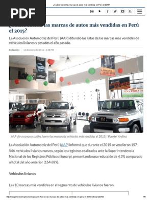 Cuales Fueron Las Marcas De Autos Mas Vendidas En Peru El 2015