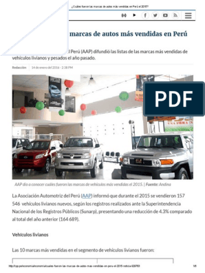 Cuales Fueron Las Marcas De Autos Mas Vendidas En Peru El 2015