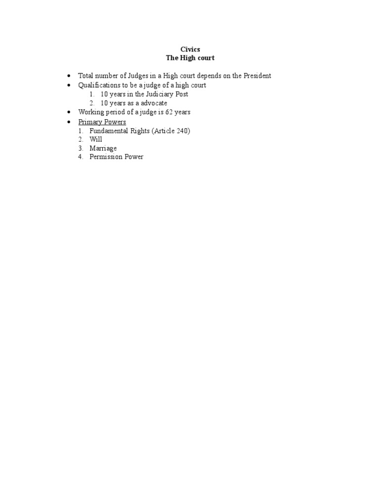 High Court Judges: Qualifications & Powers | PDF