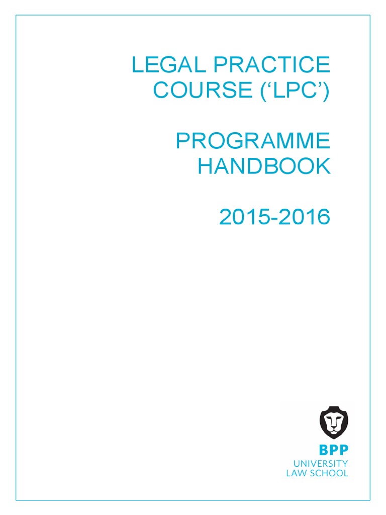 BPP LPC Handbook | PDF | Postgraduate Education | Vocational Education