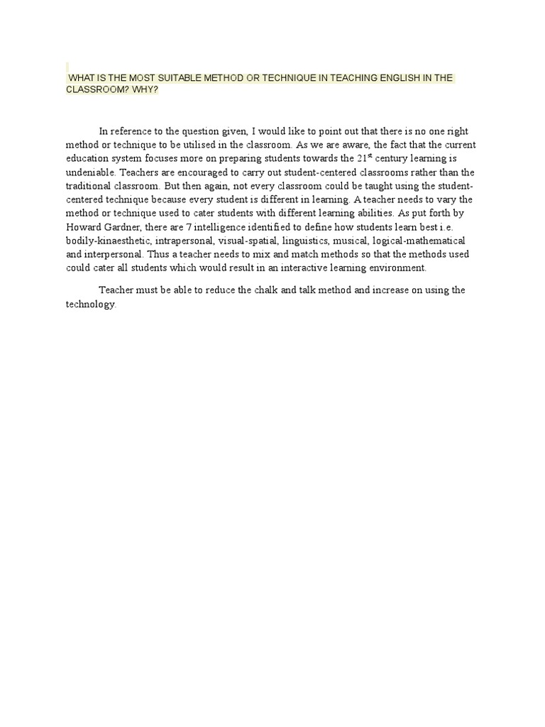 Effective Techniques for Teaching English | PDF | Career & Growth