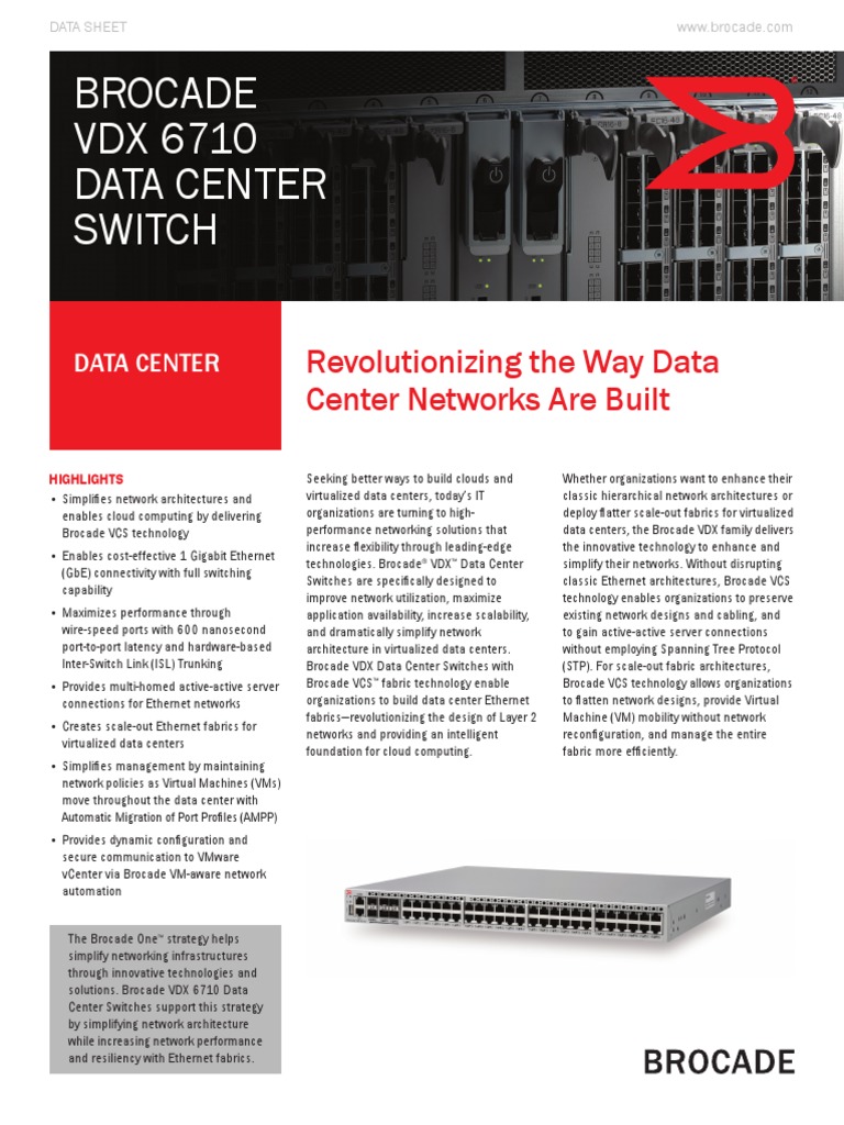 Brocade VDX 6710 Data Center Switches Datasheet | PDF