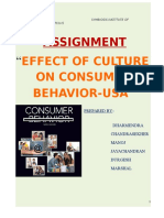 Assignment: Effect of Culture On Consumer Behavior-Usa