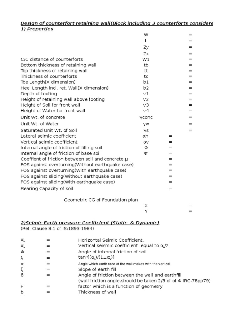 Counterfort Retaining Wall Design | PDF | Teaching Methods & Materials ...