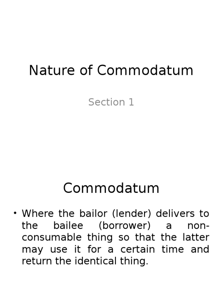 Nature of Commodatum (Sec.1) PDF