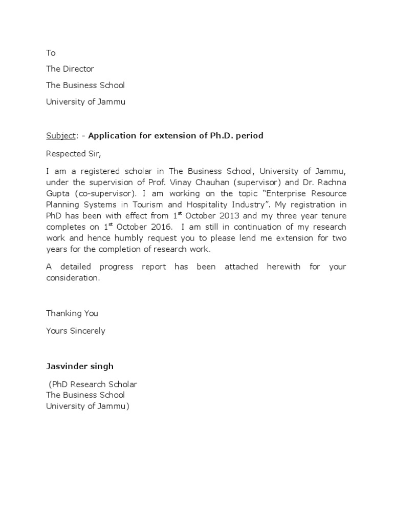PhD Extension Request for Research Completion | PDF