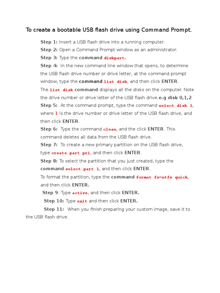 To Create A Bootable USB Flash Drive | PDF