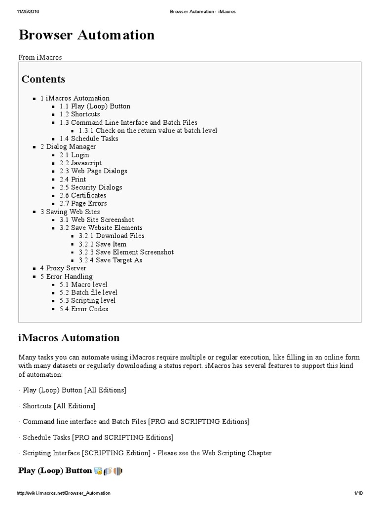 iMacros Browser Automation Guide | PDF | Command Line Interface | Web Page