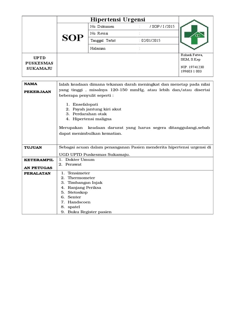 SOP Hipertensi Urgensi