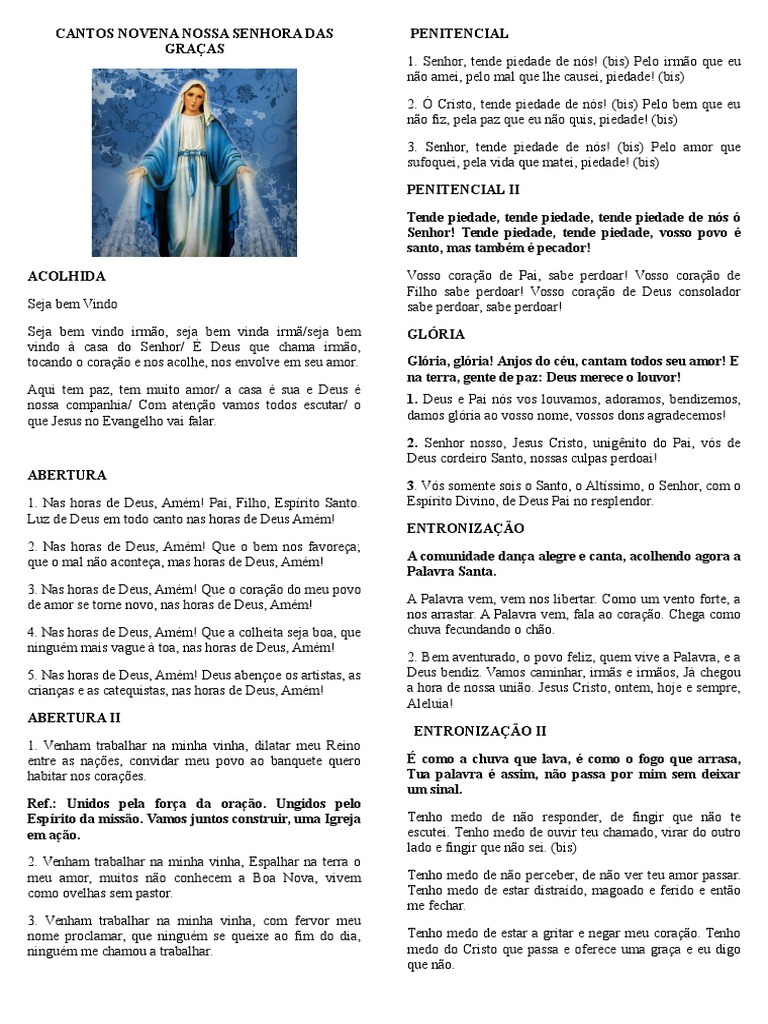 Cantos Novena Nossa Senhora Das Graças | Maria, Mãe de Jesus | Jesus