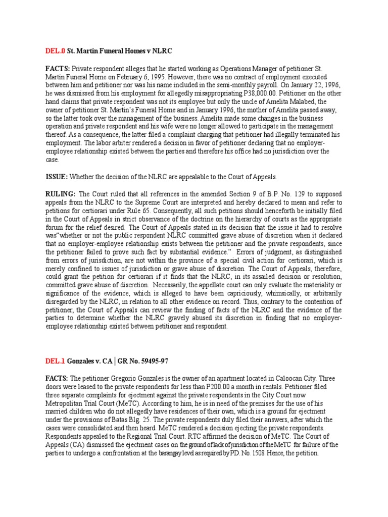 St. Martin Funeral Home v. NLRC Download Free PDF Appeal Jurisdiction