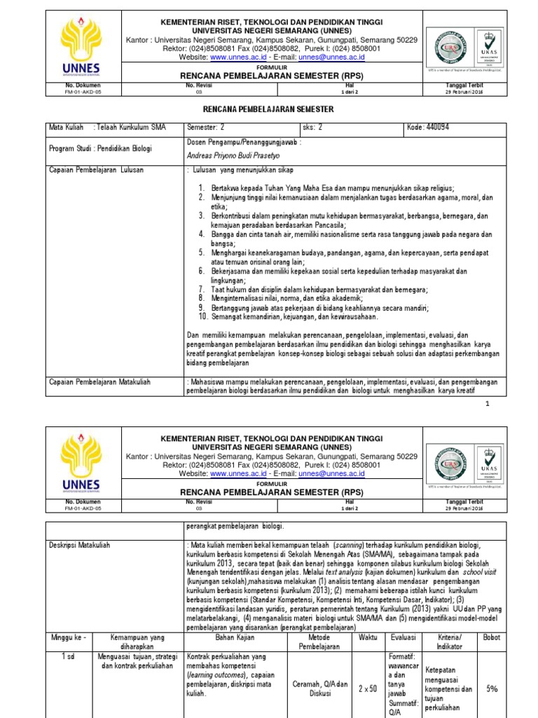 Rencana Pembelajaran Biologi SMA 2023 | PDF | Seni | Sains & Matematika