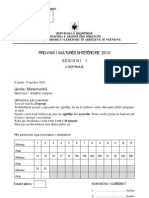 Matura Shteterore 2010 Matematike Natyror Varianti B 