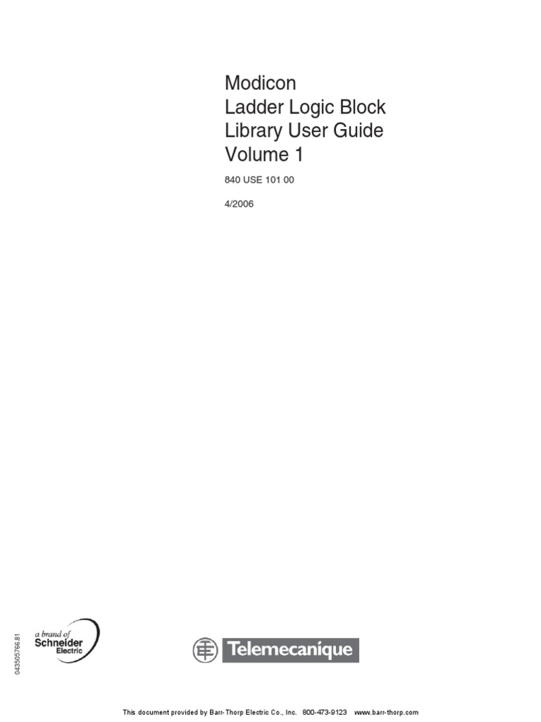 Modicon Ladder Logic Block Library User Guide Volume 1 | PDF ...