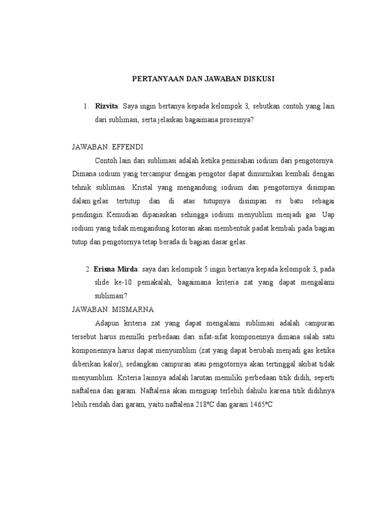 Pertanyaan Dan Jawaban Diskusi