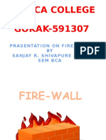 S.S.Bca College GOKAK-591307: Prasentation On Firewall BY Sanjay R - Shivapure Iiird Sem Bca