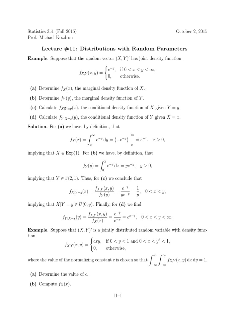 Lecture #11: Distributions With Random Parameters | PDF