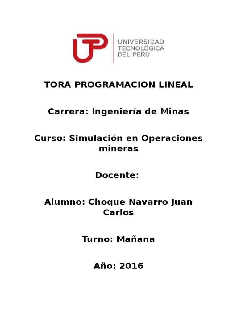 Tora Programacion Lineal | PDF