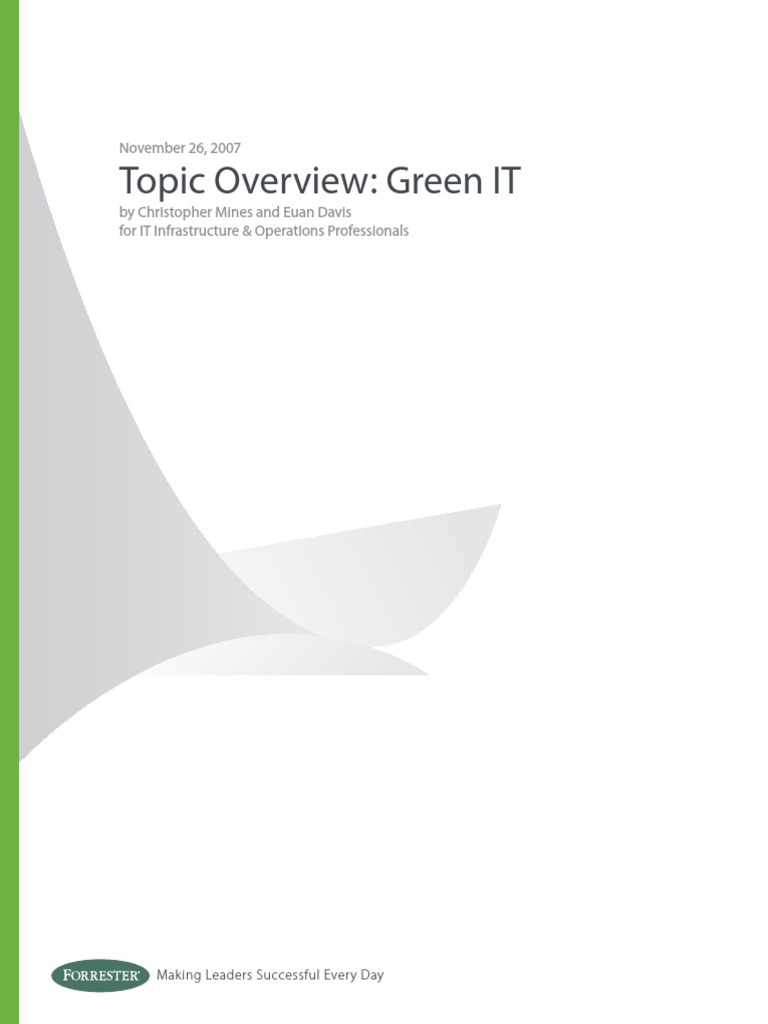 Topic Overview Green IT | PDF | Sustainable Business | Corporate Social ...