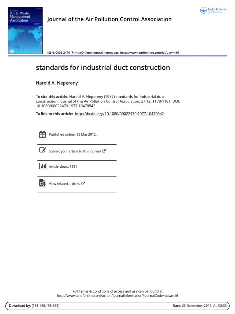 Standards For Industrial Duct Construction PDF Duct (Flow