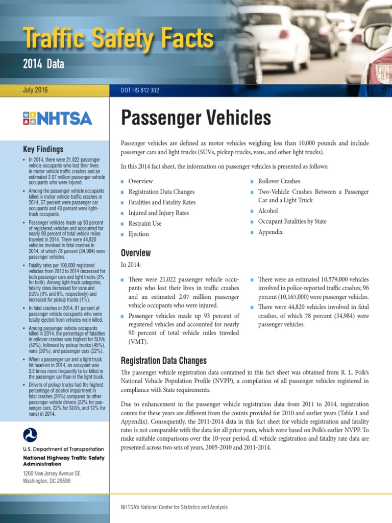 2014 Traffic Safety Fact Sheet Passenger Vehicles PDF | PDF | Traffic ...