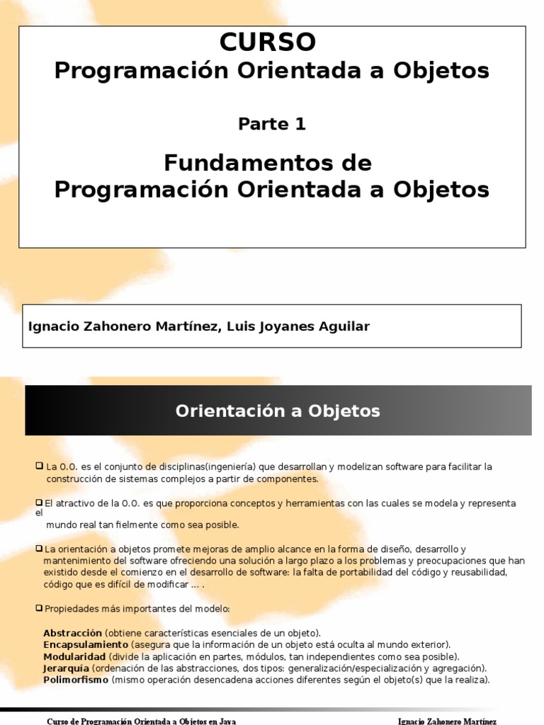 Fundamentos de POO en Java | PDF | Objeto (informática) | Clase ...