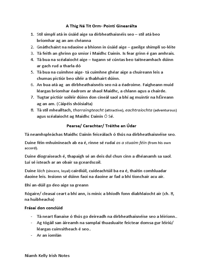 A thig na thit orm essay image