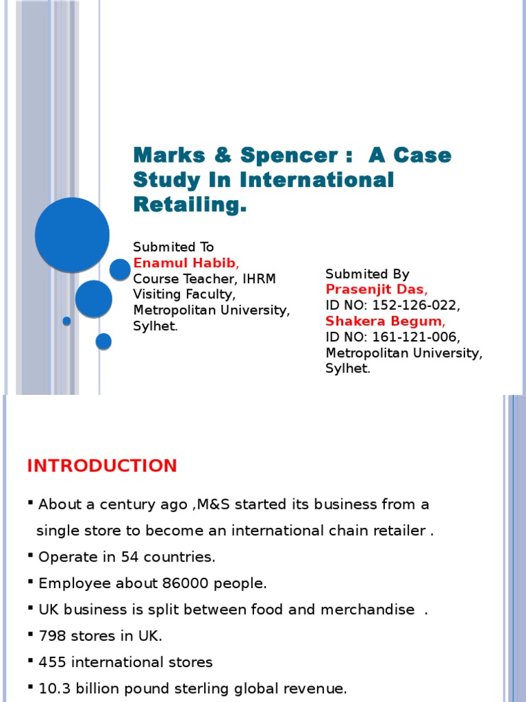 marks & spencer a case study in international retailing