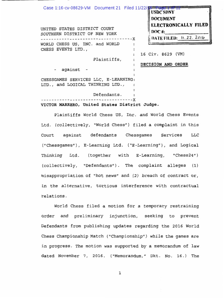 Court Decision Injunction Complaint