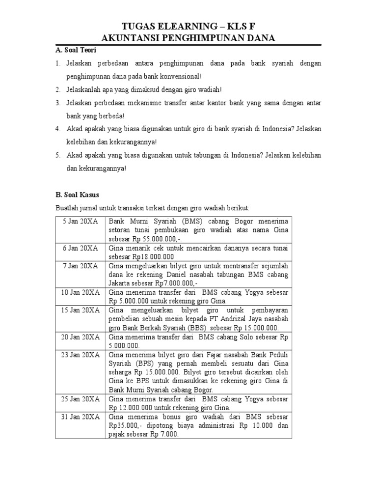 Soal Elearning Penghimpunan Dana
