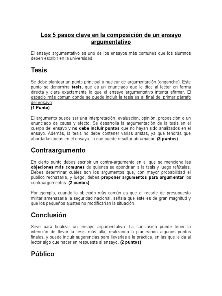 Pasos Para Un Ensayo Argumentativo Ensayos Teoría De La Argumentación