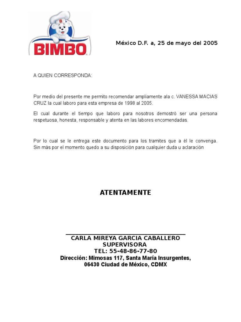 80501186 Carta De Recomendacion Laboral