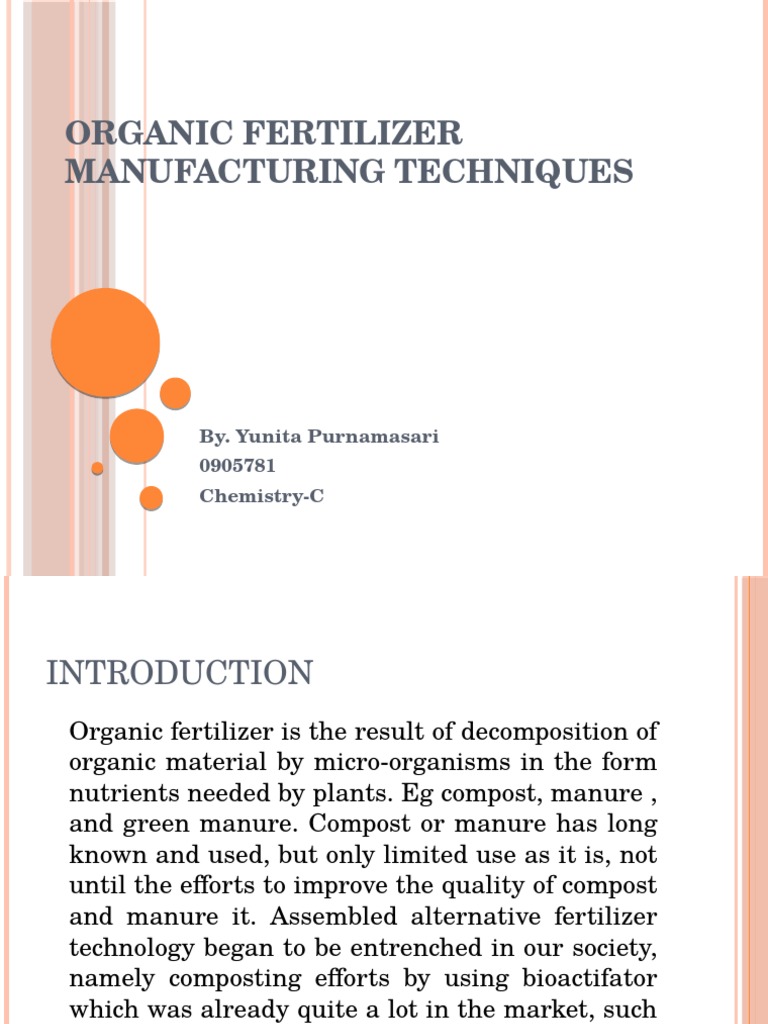 Organic Fertilizer Manufacturing Guide | PDF | Compost | Manure