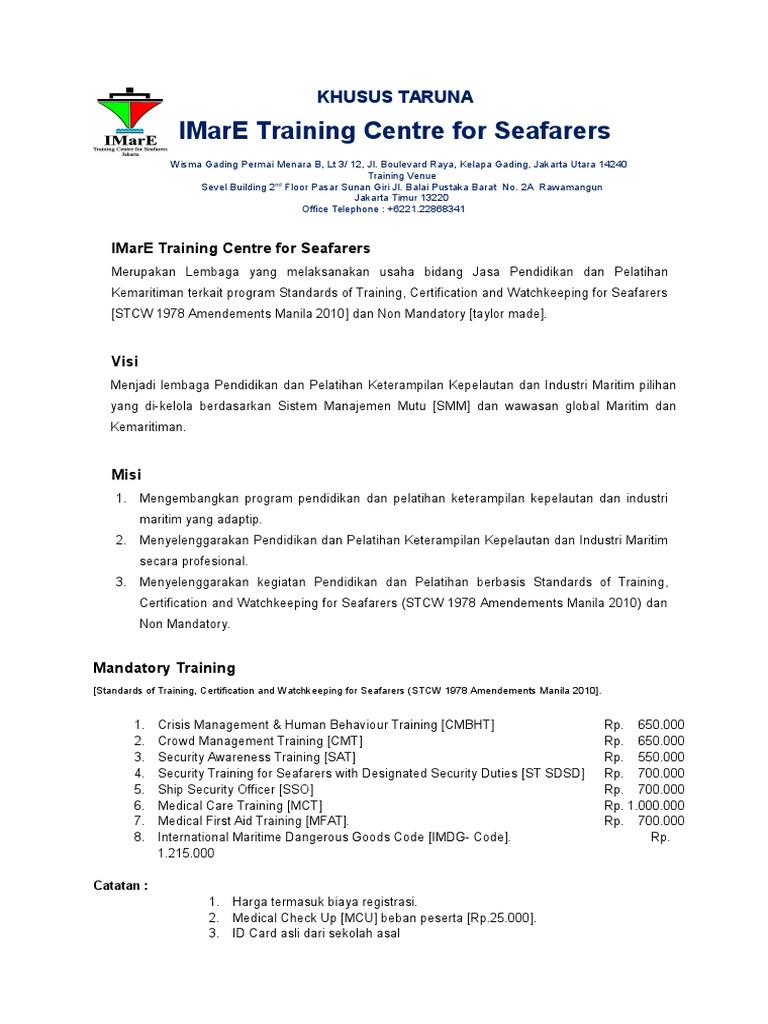 IMarE Seafarers Training Programs | PDF