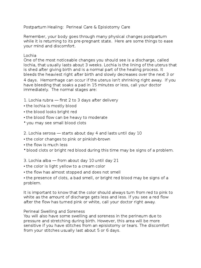 perineal episiotomy care teaching plan Hemorrhoid Bleeding