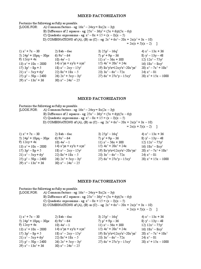 Ws Mixed Factorization Pdf