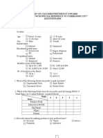 FMCG Customer Preference Study Questionnaire Coimbatore