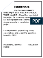 Certificate: Dheeraj of Class Xiith A of Sharda Vidya Mandir, Bhopal Has Completed