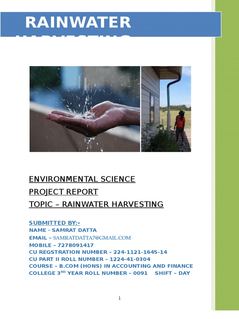 Rainwater Harvesting Project Report | PDF | Surface Runoff | Water